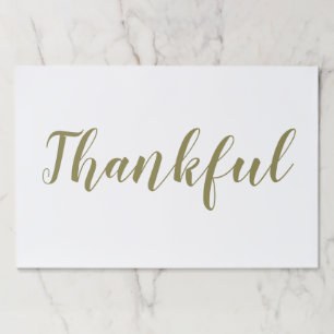 Thankful sage green script thanksgiving placemats