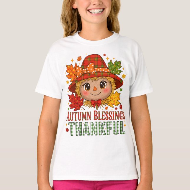 Thankful Scarecrow Fall Sweatshirt – Cute Autumn T-Shirt (Front)