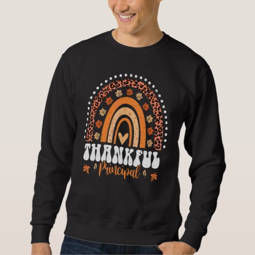 Thankful School Principal Rainbow Leopard Print Th Sweatshirt
