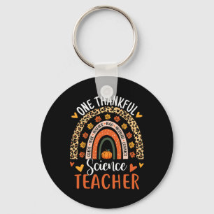 Thankful Science Teacher Thanksgiving Rainbow Teac Keychain