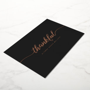 Thankful Script Personalized rose gold black Foil Invitation