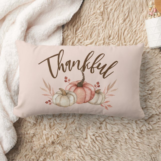 Thankful Season Thanksgiving Fall Pumpkin Lumbar Pillow (Blanket)