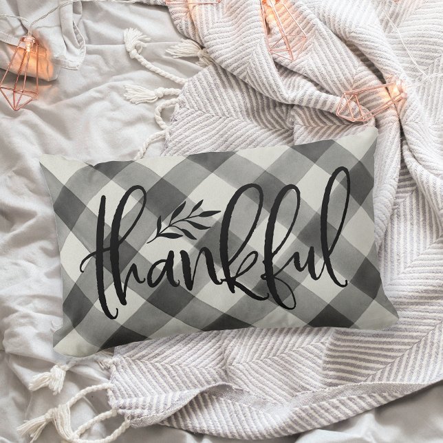 Thankful Season Thanksgiving Plaid Lumbar Pillow (Creator Uploaded)