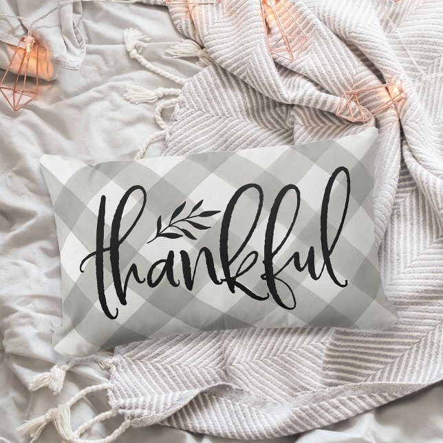 Thankful Season Thanksgiving Plaid Lumbar Pillow (Creator Uploaded)