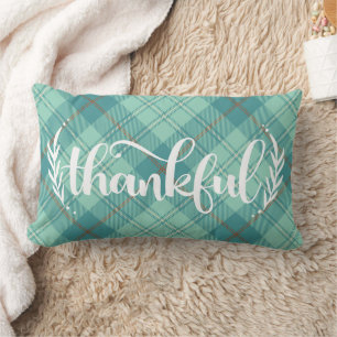 Thankful Season Thanksgiving Plaid Lumbar Pillow