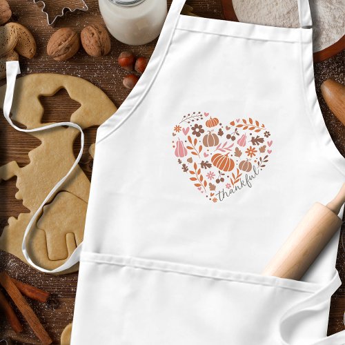 Thankful Seasonal Fall Heart Graphic Adult Apron