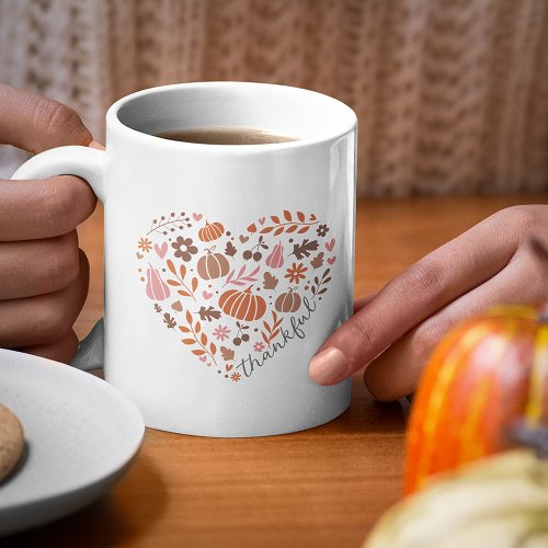 Thankful Seasonal Fall Heart Graphic Coffee Mug