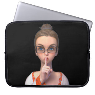 Thankful Shush Cute Librarian Laptop Sleeve