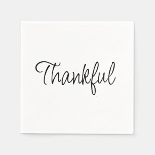 Thankful simple handwritten script thanksgiving napkins
