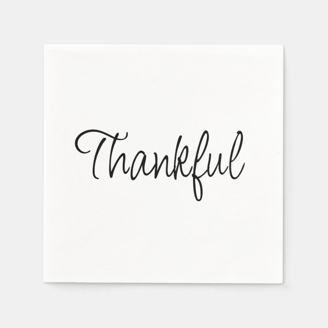 Thankful simple handwritten script thanksgiving  napkins (Front)