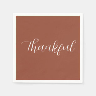 Thankful Simple Modern Thanksgiving Terracotta Napkins