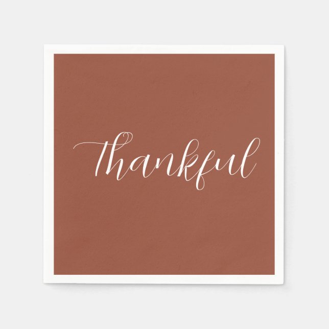Thankful Simple Modern Thanksgiving Terracotta  Napkins (Front)