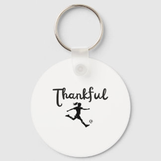 Thankful Soccer Player Girl Thanksgiving Footller Keychain