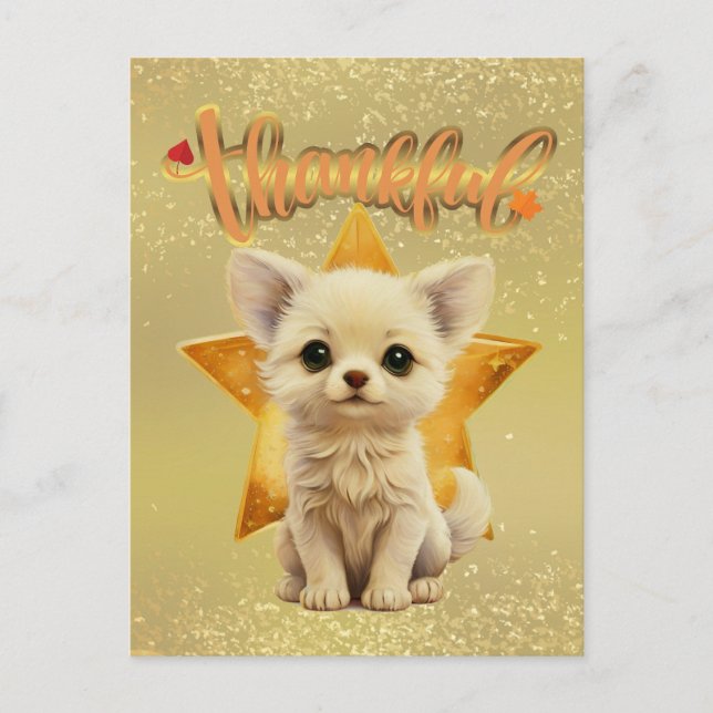 Thankful Starry-Eyed Puppy Postcard (Front)