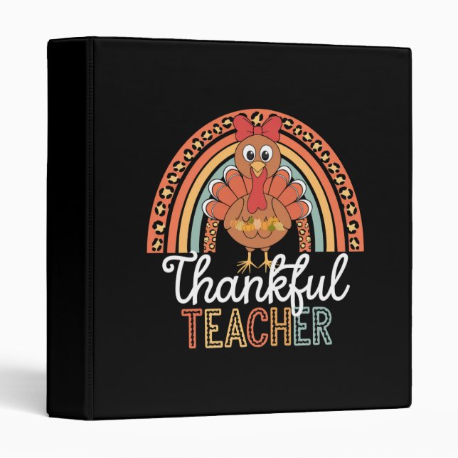 Thankful Teacher Blessed Thanksgiving School 3 Ring Binder (Front/Spine)