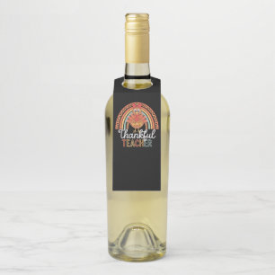 Thankful Teacher Blessed Thanksgiving School Bottle Hanger Tag