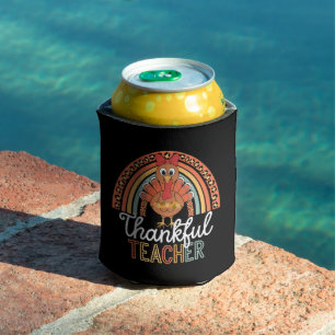 Thankful Teacher Blessed Thanksgiving School Can Cooler
