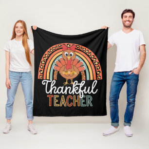 Thankful Teacher Blessed Thanksgiving School Fleece Blanket