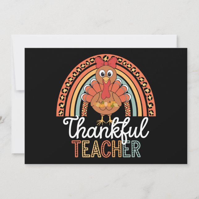 Thankful Teacher Blessed Thanksgiving School Holiday Card (Front)
