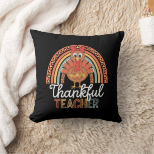 Thankful Teacher Blessed Thanksgiving School Throw Pillow