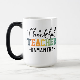 Thankful Teacher Mug, Custom Gift for Thanksgiving Color Morph Mug
