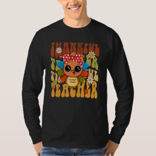 Thankful Teacher Retro Groovy Thanksgiving Turkey  T-Shirt