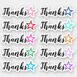 [ Thumbnail: Thankful "Thanks" With Star Outline Shape Stickers ]