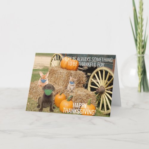 Thankful Thanksgiving Animals Face Mask 2021  Card