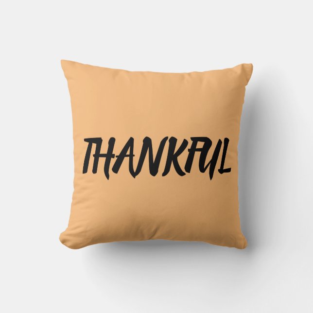 THANKFUL THANKSGIVING DAY ORANGE PILLOW (Front)