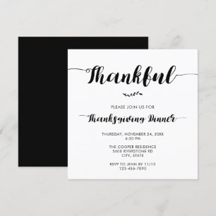 Thankful Thanksgiving Dinner Elegant Simple Script Invitation