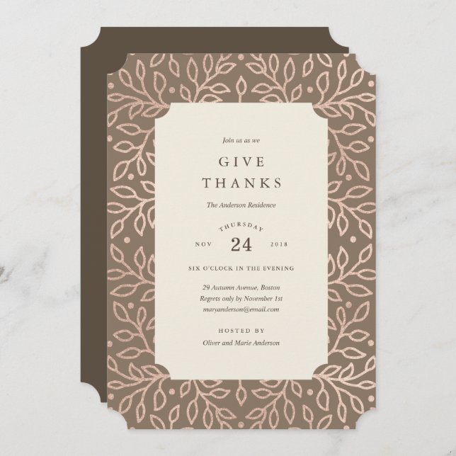 Thankful Thanksgiving Dinner Invitation (Front/Back)