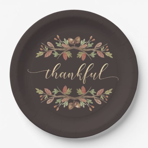 THANKFUL THANKSGIVING FALL FOLIAGE PAPER PLATES