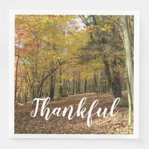 Thankful Thanksgiving Fall Leaves Elegant  Paper Dinner Napkins