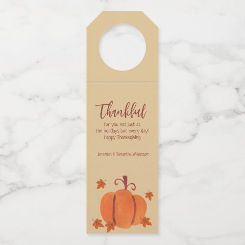 Thankful  Thanksgiving Hostess Gift Wine Bottle Hanger Tag