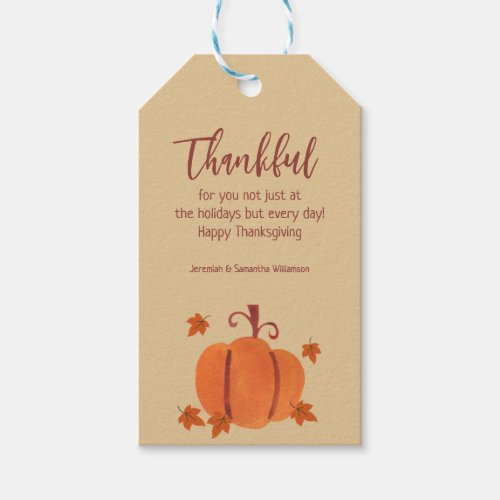 Thankful  Thanksgiving Hostess Gift Wine Gift Tags