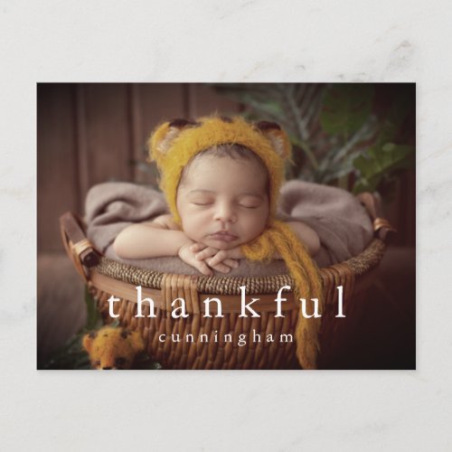 Thankful Thanksgiving Modern Family Photo Holiday Postcard
