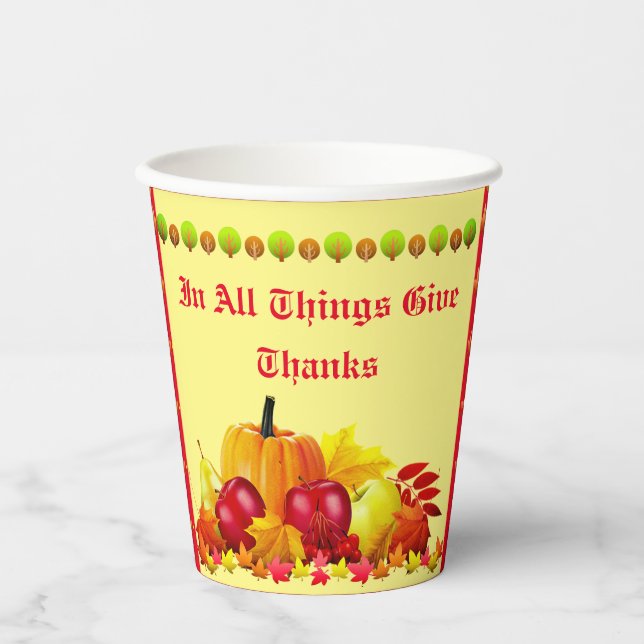 Thankful  Thanksgiving Paper Cups (Front)