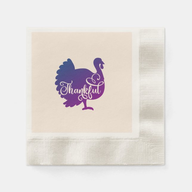 Thankful Thanksgiving Paper  Napkins (Front)