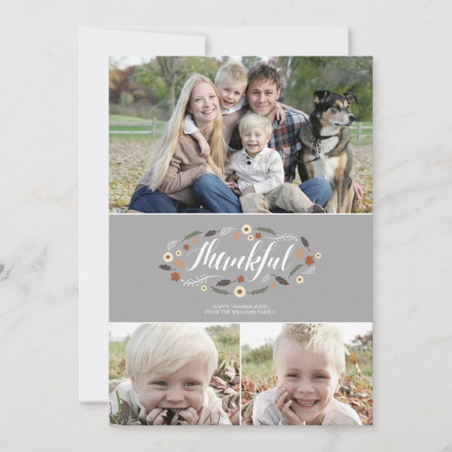 Thankful Thanksgiving Photo Card (Front)