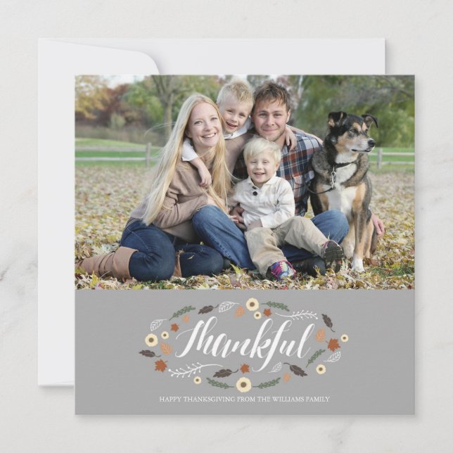 Thankful Thanksgiving Photo Card (Front)