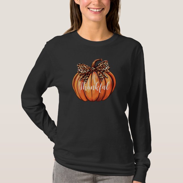 Thankful Thanksgiving Pumpkin  T-Shirt (Front)