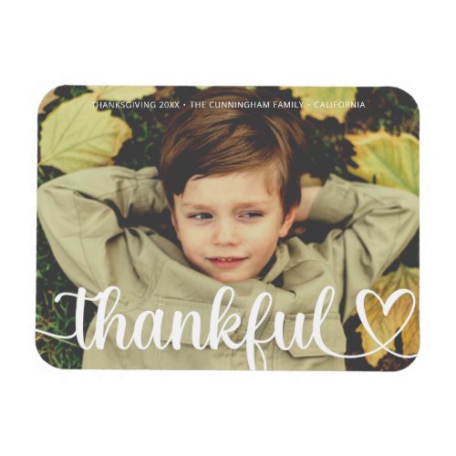 Thankful Thanksgiving Simple Family Photo Magnet