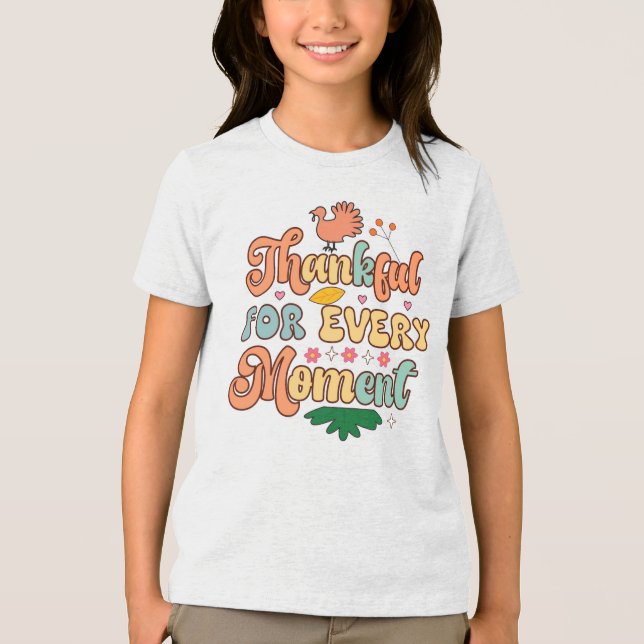 Thankful Thanksgiving T-Shirt Tri-Blend Shirt (Front)