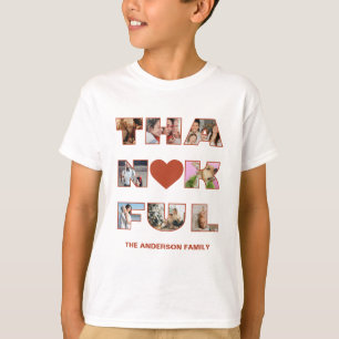 Thankful Thanksgiving Terracotta 8 Photo Collage T-Shirt
