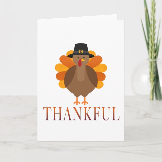 Thankful Thanksgiving Turkey Card (Front)