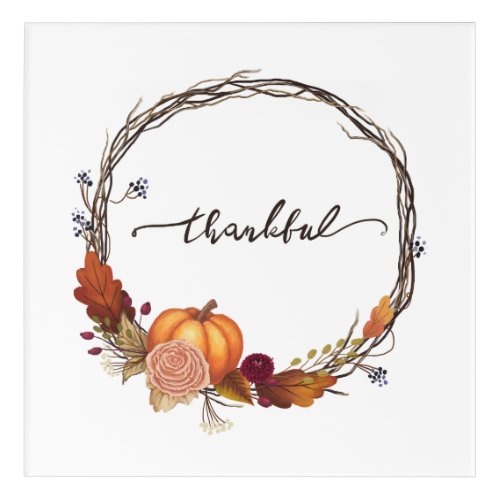 Thankful Thanksgiving Wreath Acrylic Print