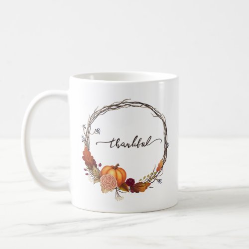 Thankful Thanksgiving Wreath Coffee Mug