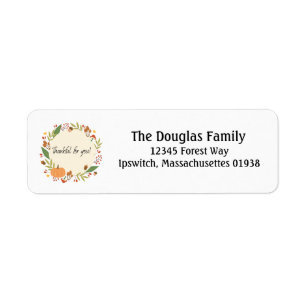 Thankful Thanksgiving Wreath Label