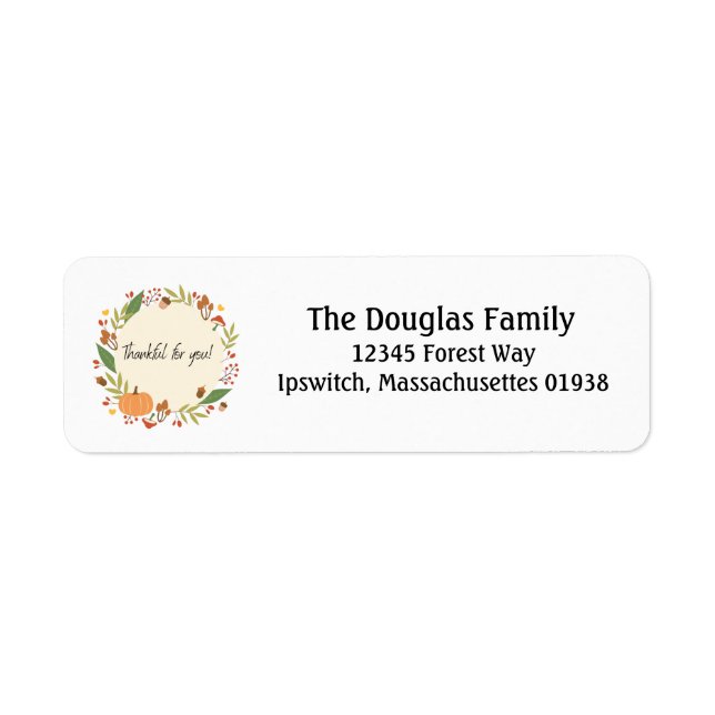 Thankful Thanksgiving Wreath Label (Front)