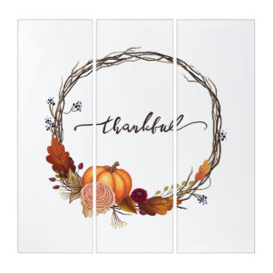 Thankful Thanksgiving Wreath Triptych